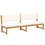 Tumbona 3 en 1 con cojines crema de madera maciza de acacia | Foro24.es | Tu tienda online para hogar, jardín y más Foro24.es