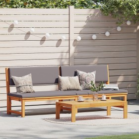 Tumbona 3 en 1 con cojines gris claro de madera