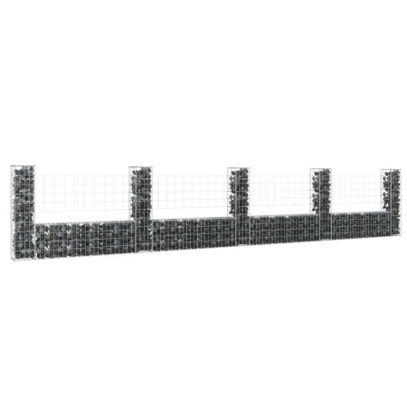 U-shaped gabion basket with 5 iron posts measuring 500x20x100 cm. by vidaXL, fence panels - Ref: Foro24-151278, Price: 126,94...