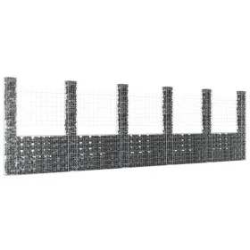 U-shaped gabion basket 6 iron posts 620x20x200 cm by vidaXL, fence panels - Ref: Foro24-151293, Price: 385,46 €, Discount: %