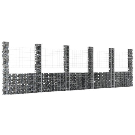 U-förmiger Gabionenkorb 6 Eisenpfosten 620x20x200 cm von vidaXL, Zaunpaneele - Ref: Foro24-151293, Preis: 393,14 €, Rabatt: %