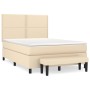 Cama box spring con colchón tela color crema 140x200 cm