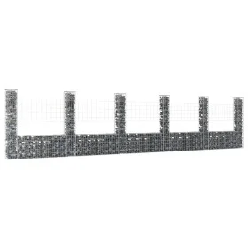 U-shaped gabion basket with 6 iron posts measuring 620x20x150 cm. by vidaXL, fence panels - Ref: Foro24-151286, Price: 207,74...