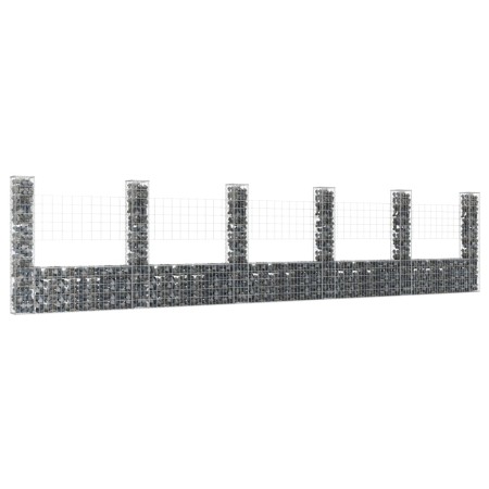 U-shaped gabion basket with 6 iron posts measuring 620x20x150 cm. by vidaXL, fence panels - Ref: Foro24-151286, Price: 217,51...