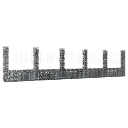 U-shaped gabion basket with 6 iron posts measuring 620x20x150 cm. by vidaXL, fence panels - Ref: Foro24-151286, Price: 207,74...