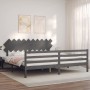 Gray solid wood bed frame with headboard 200x200cm by vidaXL, Beds and slatted bases - Ref: Foro24-3195308, Price: 175,99 €, ...
