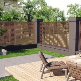 Brown WPC slat fence 180x180 cm by vidaXL, fence panels - Ref: Foro24-318106, Price: 216,97 €, Discount: %