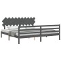 Gray solid wood bed frame with headboard 200x200cm by vidaXL, Beds and slatted bases - Ref: Foro24-3195308, Price: 175,99 €, ...
