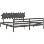 Gray solid wood bed frame with headboard 200x200cm by vidaXL, Beds and slatted bases - Ref: Foro24-3195308, Price: 175,99 €, ...
