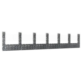 U-förmiger Gabionenkorb 7 Eisenpfosten 740x20x150 cm von vidaXL, Zaunpaneele - Ref: Foro24-151287, Preis: 347,83 €, Rabatt: %