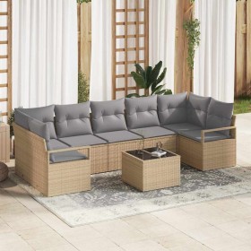 Conjunto de sofá de jardín 8 pcs Beige y gris 55 x 55 x 37 cm