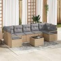 Conjunto de sofá de jardín 8 pcs Beige y gris 55 x 55 x 37 cm