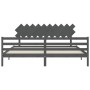 Gray solid wood bed frame with headboard 200x200cm by vidaXL, Beds and slatted bases - Ref: Foro24-3195308, Price: 175,99 €, ...