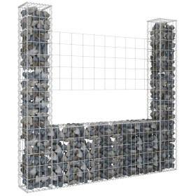 Gabionenkorb in U-Form, 2 Eisenpfosten, 140x20x150 cm. von vidaXL, Zaunpaneele - Ref: Foro24-151282, Preis: 62,98 €, Rabatt: %