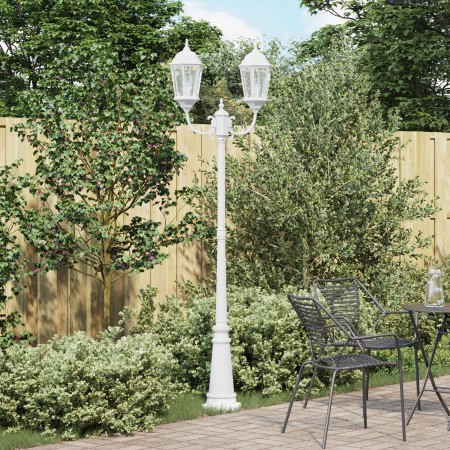 Poste de Luz de Jardín 2 Lámparas E27 Blanco 235 cm Aluminio | Foro24.es | Tu tienda online para hogar, jardín y más Foro24.es