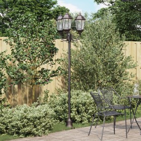 Poste de luz de jardín de 3 lámparas E27 bronce