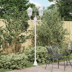 Poste de Luz de Jardín de 2 Lámparas E27 Blanco 220 cm de