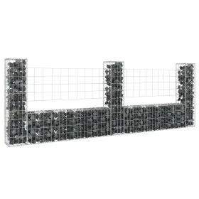 U-shaped gabion basket 3 iron posts 260x20x100 cm by vidaXL, fence panels - Ref: Foro24-151276, Price: 87,58 €, Discount: %