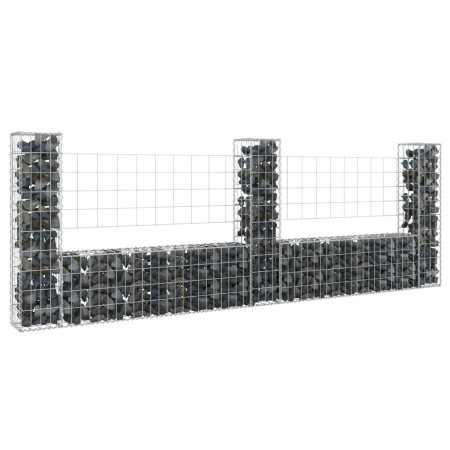 U-förmiger Gabionenkorb 3 Eisenpfosten 260x20x100 cm von vidaXL, Zaunpaneele - Ref: Foro24-151276, Preis: 90,81 €, Rabatt: %