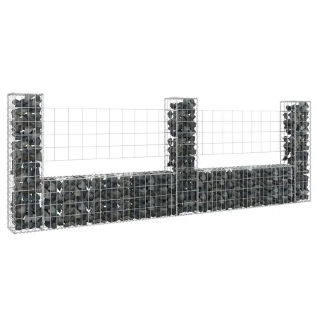 U-shaped gabion basket 3 iron posts 260x20x100 cm by vidaXL, fence panels - Ref: Foro24-151276, Price: 87,34 €, Discount: %