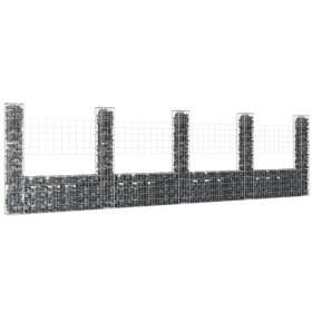 U-förmiger Gabionenkorb 5 Eisenpfosten 500x20x150 cm von vidaXL, Zaunpaneele - Ref: Foro24-151285, Preis: 227,01 €, Rabatt: %