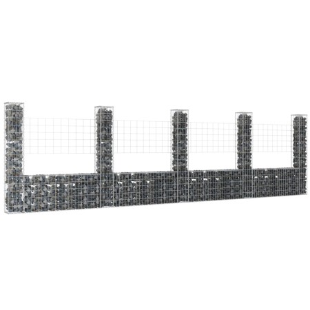 U-förmiger Gabionenkorb 5 Eisenpfosten 500x20x150 cm von vidaXL, Zaunpaneele - Ref: Foro24-151285, Preis: 227,01 €, Rabatt: %