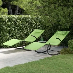 Rocking sun lounger, 2 units, made of steel and green textilene. by vidaXL, Loungers - Ref: Foro24-318131, Price: 157,23 €, D...