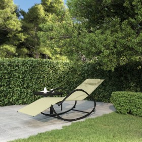 Tumbona mecedora de acero y textileno crema de vidaXL, Tumbonas - Ref: Foro24-318118, Precio: 89,32 €, Descuento: %