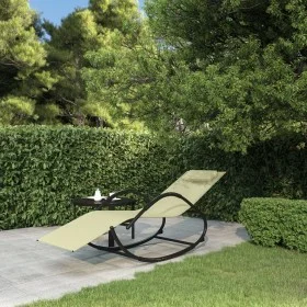 Tumbona mecedora de acero y textileno crema de vidaXL, Tumbonas - Ref: Foro24-318118, Precio: 95,41 €, Descuento: %