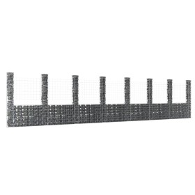 Cesta de gaviones forma de U 8 postes de hierro 860x20x200 cm de vidaXL, Paneles de vallas - Ref: Foro24-151295, Precio: 495,...