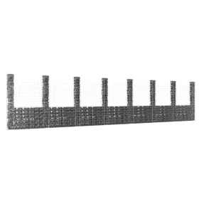 U-shaped gabion basket 8 iron posts 860x20x200 cm by vidaXL, fence panels - Ref: Foro24-151295, Price: 475,51 €, Discount: %