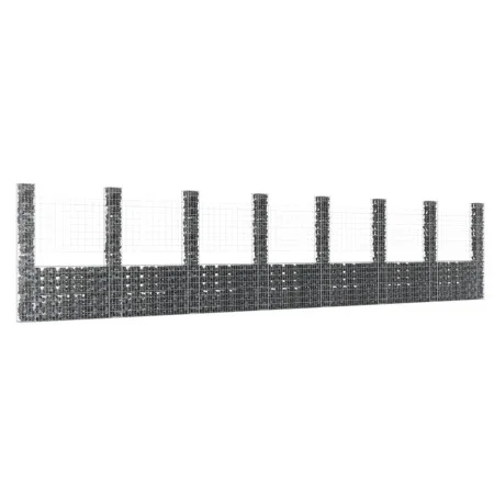U-förmiger Gabionenkorb 8 Eisenpfosten 860x20x200 cm von vidaXL, Zaunpaneele - Ref: Foro24-151295, Preis: 495,16 €, Rabatt: %