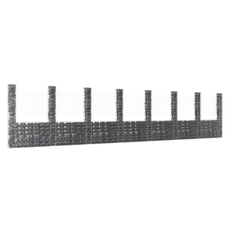 U-förmiger Gabionenkorb 8 Eisenpfosten 860x20x200 cm von vidaXL, Zaunpaneele - Ref: Foro24-151295, Preis: 495,16 €, Rabatt: %