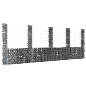 U-förmiger Gabionenkorb 5 Eisenpfosten 500x20x200 cm von vidaXL, Zaunpaneele - Ref: Foro24-151292, Preis: 219,23 €, Rabatt: %