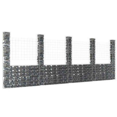 U-förmiger Gabionenkorb 5 Eisenpfosten 500x20x200 cm von vidaXL, Zaunpaneele - Ref: Foro24-151292, Preis: 219,23 €, Rabatt: %