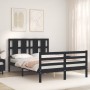 Estructura de cama con cabecero madera maciza negro 140x200 cm