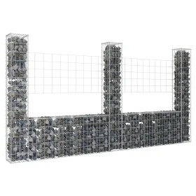 U-shaped gabion basket 3 iron posts 260x20x150 cm by vidaXL, fence panels - Ref: Foro24-151283, Price: 105,04 €, Discount: %