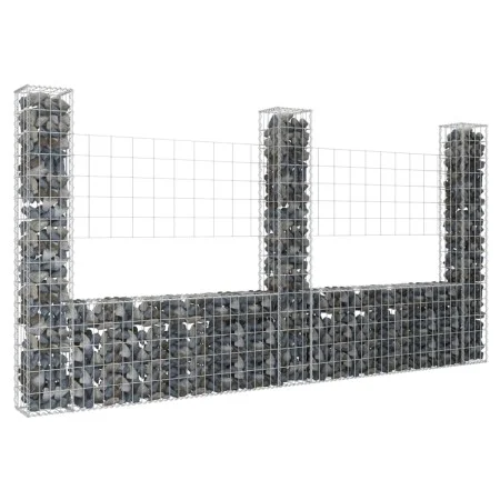 U-förmiger Gabionenkorb 3 Eisenpfosten 260x20x150 cm von vidaXL, Zaunpaneele - Ref: Foro24-151283, Preis: 104,79 €, Rabatt: %