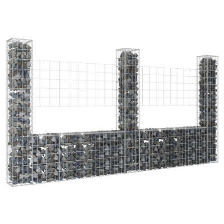 U-förmiger Gabionenkorb 3 Eisenpfosten 260x20x150 cm von vidaXL, Zaunpaneele - Ref: Foro24-151283, Preis: 107,22 €, Rabatt: %