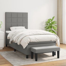 Cama box spring con colchón tela gris oscuro 90x190 cm en Camas y somieres | Comprar online en Foro24