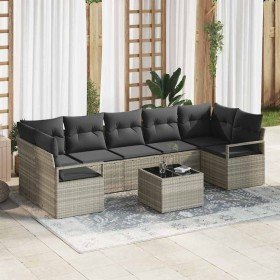Conjunto de sofá de jardín 8 pcs Gris claro y gris oscuro