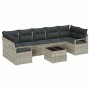 Conjunto de sofá de jardín 8 pcs Gris claro y gris oscuro