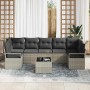 Conjunto de sofá de jardín 8 pcs Gris claro y gris oscuro