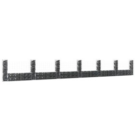 U-förmiger Gabionenkorb 2 Eisenpfosten 740x20x100 cm von vidaXL, Zaunpaneele - Ref: Foro24-151280, Preis: 202,37 €, Rabatt: %