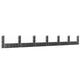 U-shaped gabion basket 2 iron posts 740x20x100 cm by vidaXL, fence panels - Ref: Foro24-151280, Price: 199,30 €, Discount: %