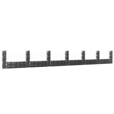 U-förmiger Gabionenkorb 2 Eisenpfosten 740x20x100 cm von vidaXL, Zaunpaneele - Ref: Foro24-151280, Preis: 202,37 €, Rabatt: %