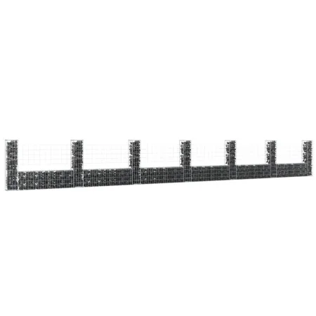 U-shaped gabion basket 2 iron posts 740x20x100 cm by vidaXL, fence panels - Ref: Foro24-151280, Price: 199,30 €, Discount: %