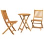 Conjunto de Bistro de Jardín de 3 Piezas de Madera Sólida de
