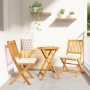 Sillas de Jardín Plegables con Cojín Blanco 2pcs de Madera de Acacia Sólida by , Garden chairs - Ref: Foro24-42000953, Price:...