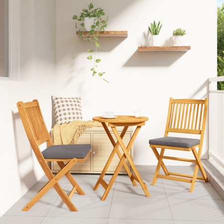 Sillas de jardín plegables con cojín gris 2 piezas de madera de acacia maciza by , Garden chairs - Ref: Foro24-42000954, Pric...